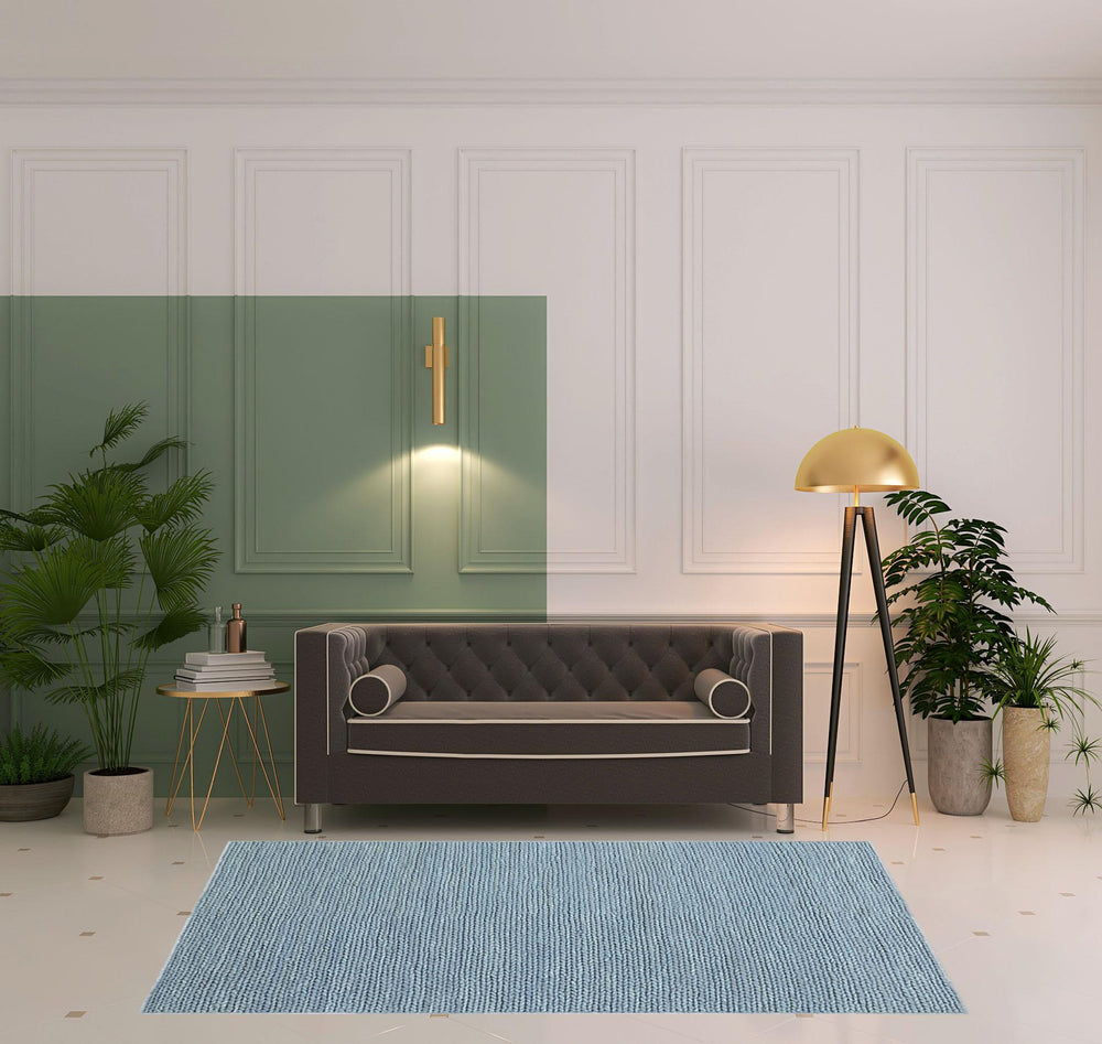 Homeroots 5' X 8' Light Blue Wool Handmade Stain Resistant Area Rug  Wool 486666