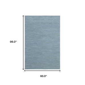 HomeRoots 10' Hand-Tufted Wool Runner Rug in Blue and Ivory – Artisanal Charm for Hallways & Entryways 5' X 8' 486666