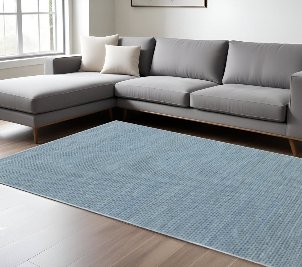 HomeRoots 8' Luxurious Blue and Ivory Hand-Tufted Wool Area Rug - Durable, Stain-Resistant, Timeless Decor 8' X 10' 486670