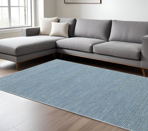 HomeRoots 8' Luxurious Blue and Ivory Hand-Tufted Wool Area Rug - Durable, Stain-Resistant, Timeless Decor 8' X 10' 486670