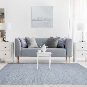 Homeroots 8' X 10' Light Blue Wool Handmade Stain Resistant Area Rug  Wool 486670