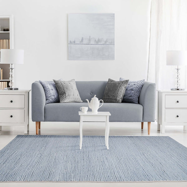 Homeroots 8' X 10' Light Blue Wool Handmade Stain Resistant Area Rug  Wool 486670