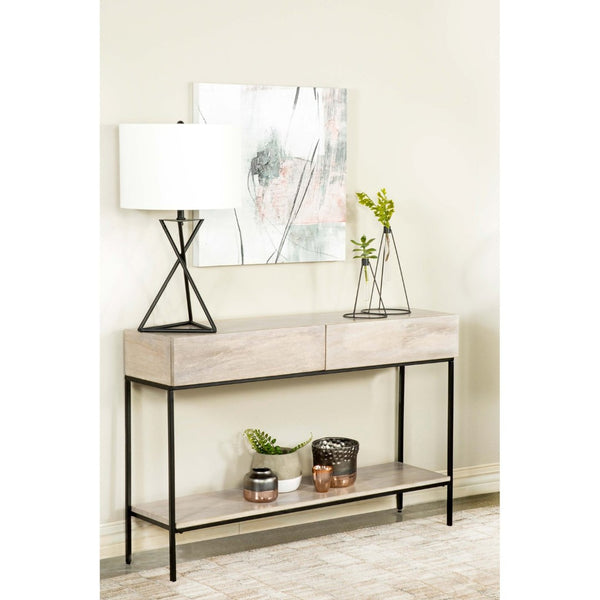 English Elm Terrace Solid Mango Wood Console Table with Drawers Whitewashed Foyer Accent B062P451718