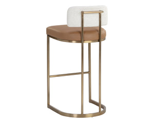 Sunpan Larissa Barstool - Elegant Mixed Materials with Faux Leather and Antique Brass Frame for Stylish Seating Bar Height