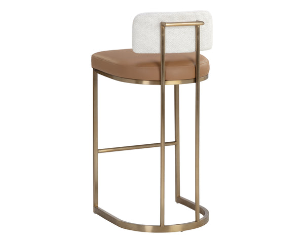 Sunpan Larissa Barstool - Elegant Mixed Materials with Faux Leather and Antique Brass Frame for Stylish Seating Bar Height