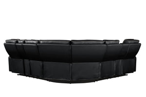 English Elm Fortuner Modern power recliner sectional with massage, Bluetooth speakers, LED lighting, USB charging, storage Black B009S01796