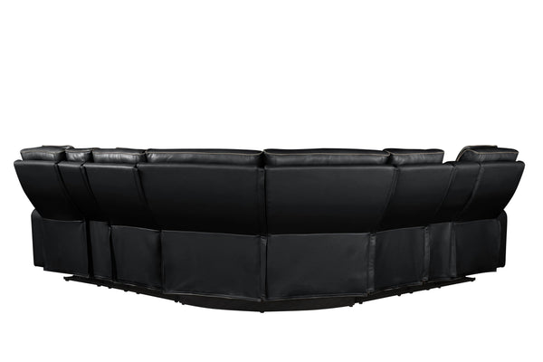 English Elm Fortuner Modern power recliner sectional with massage, Bluetooth speakers, LED lighting, USB charging, storage Black B009S01796