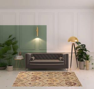 Homeroots 5' X 8' Camel Gray And Rust Floral Stain Resistant Area Rug  Polypropylene 486703