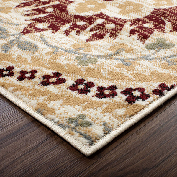 Homeroots 5' X 8' Camel Gray And Rust Floral Stain Resistant Area Rug  Polypropylene 486703