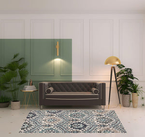 Homeroots 5' X 8' Ivory Blue And Gray Floral Stain Resistant Area Rug  Polypropylene 486704