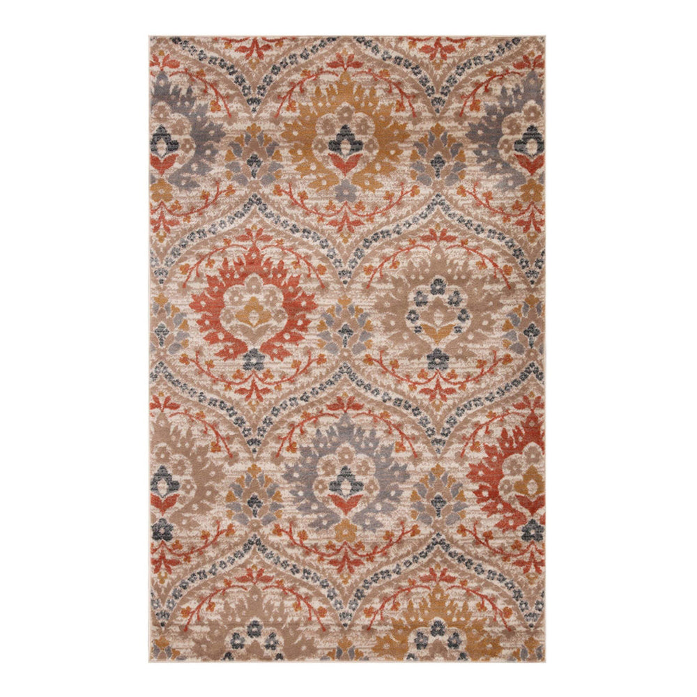 Homeroots 5' X 8' Ivory Orange And Gray Floral Stain Resistant Area Rug  Polypropylene 486705