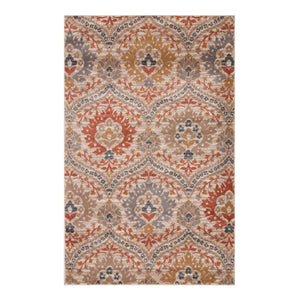 Homeroots 5' X 8' Ivory Orange And Gray Floral Stain Resistant Area Rug  Polypropylene 486705
