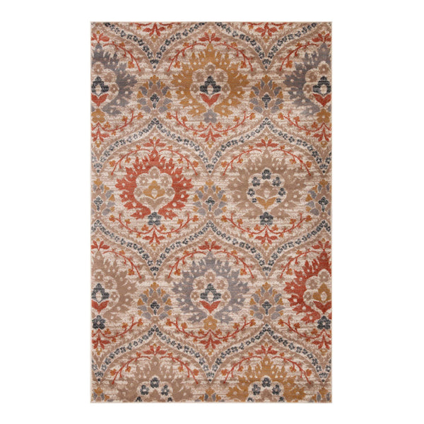 Homeroots 5' X 8' Ivory Orange And Gray Floral Stain Resistant Area Rug  Polypropylene 486705