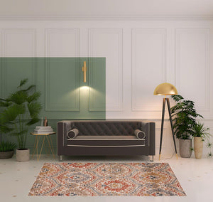 Homeroots 5' X 8' Ivory Orange And Gray Floral Stain Resistant Area Rug  Polypropylene 486705