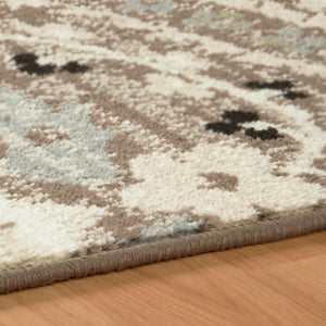 Homeroots 5' X 8' Ivory Beige And Light Blue Floral Stain Resistant Area Rug  Polypropylene 486706