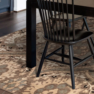 Homeroots 5' X 8' Ivory Beige And Light Blue Floral Stain Resistant Area Rug  Polypropylene 486706