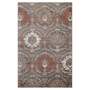 Homeroots 5' X 8' Rust Floral Stain Resistant Area Rug  Polypropylene 486708
