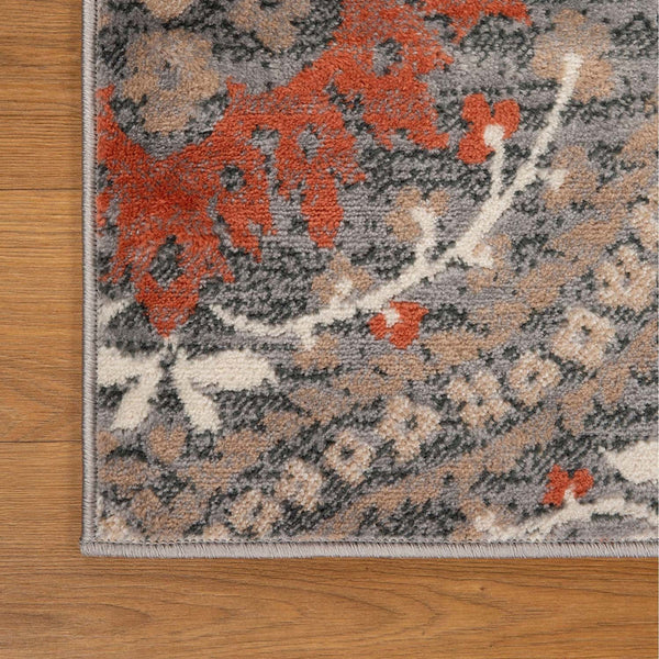 Homeroots 5' X 8' Rust Floral Stain Resistant Area Rug  Polypropylene 486708