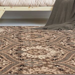 Homeroots 6' X 9' Ivory Beige And Light Blue Floral Stain Resistant Area Rug  Polypropylene 486711