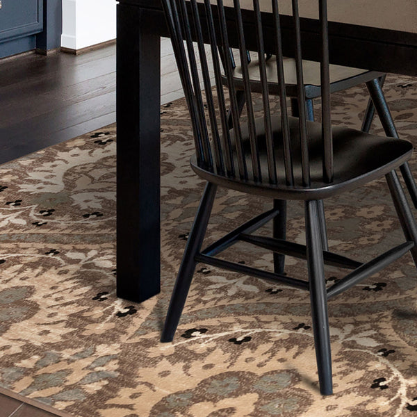 Homeroots 6' X 9' Ivory Beige And Light Blue Floral Stain Resistant Area Rug  Polypropylene 486711