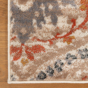 Homeroots 7' X 9' Ivory Orange And Gray Floral Stain Resistant Area Rug  Polypropylene 486714