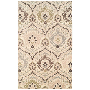 Homeroots 8' X 10' Ivory Gray And Olive Floral Stain Resistant Area Rug  Polypropylene 486718
