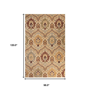 HomeRoots 8' Stylish Floral Area Rug in Beige, Red & Gray – Durable, Stain-Resistant Elegance for Any Room 8' X 10' 486719