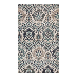Homeroots 8' X 10' Ivory Blue And Gray Floral Stain Resistant Area Rug  Polypropylene 486720