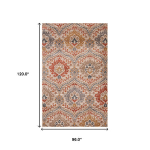 Homeroots 8' X 10' Ivory Orange And Gray Floral Stain Resistant Area Rug  Polypropylene 486721