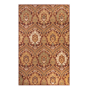 Homeroots 8' X 10' Red Olive And Gold Floral Stain Resistant Area Rug  Polypropylene 486723