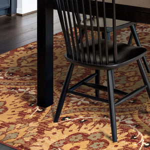 Homeroots 8' X 10' Red Olive And Gold Floral Stain Resistant Area Rug  Polypropylene 486723