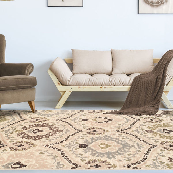 HomeRoots 9' Gray and Ivory Floral Distressed Area Rug - Timeless Elegance for High-Traffic Spaces and Homes 9' X 12' 486726