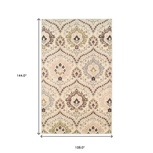 HomeRoots 9' Gray and Ivory Floral Distressed Area Rug - Timeless Elegance for High-Traffic Spaces and Homes 9' X 12' 486726
