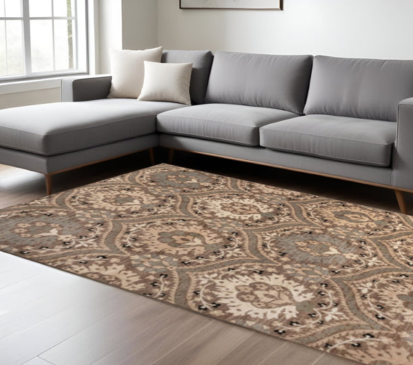 HomeRoots 9' Blue and Ivory Floral Area Rug - Elegant Design for Cozy Living Spaces, Durable & Stain-Resistant 9' X 12' 486727