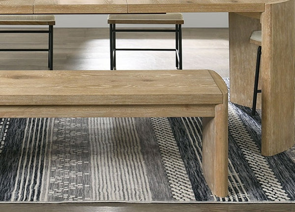 English Elm 1pc Upholstery Bench with Soft Rounded Corners, Light Finish, Upholstered Seat, Contemporary Dining Appeal Oak 52 L x 19 W x 10 H B011P366729