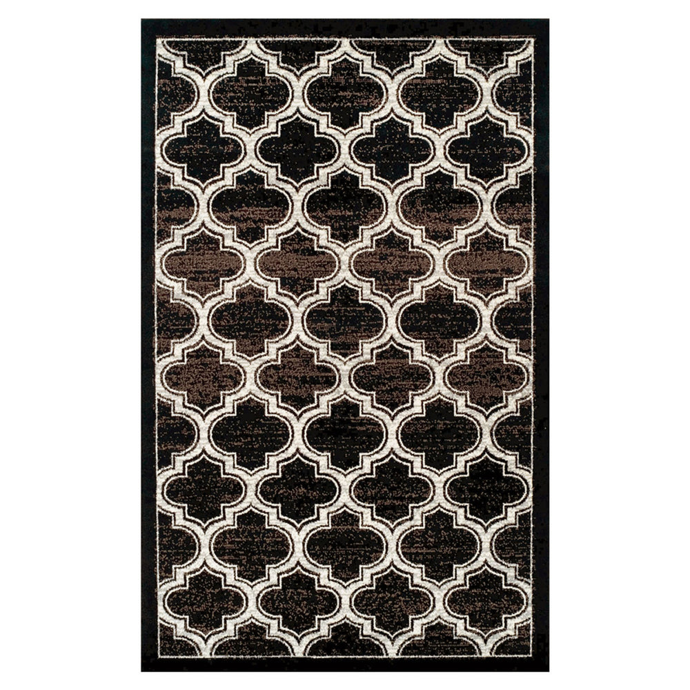 Homeroots 5' X 8' Black Geometric Stain Resistant Area Rug  Polypropylene 486733