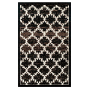 Homeroots 5' X 8' Black Geometric Stain Resistant Area Rug  Polypropylene 486733