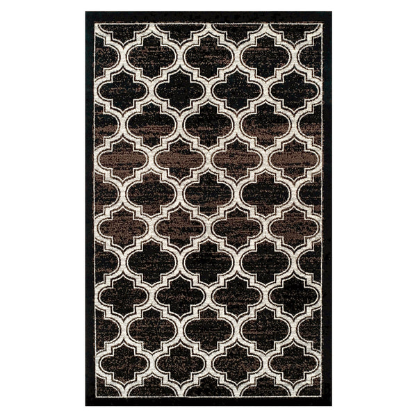 Homeroots 5' X 8' Black Geometric Stain Resistant Area Rug  Polypropylene 486733