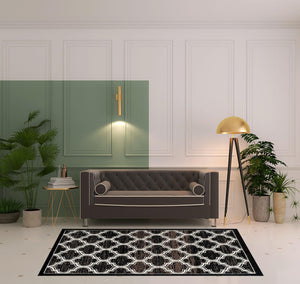 Homeroots 5' X 8' Black Geometric Stain Resistant Area Rug  Polypropylene 486733