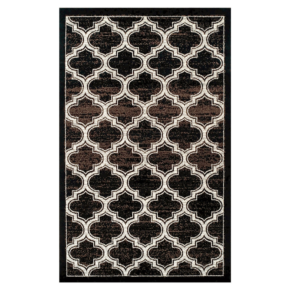 Homeroots 8' X 10' Black Geometric Stain Resistant Area Rug  Polypropylene 486735