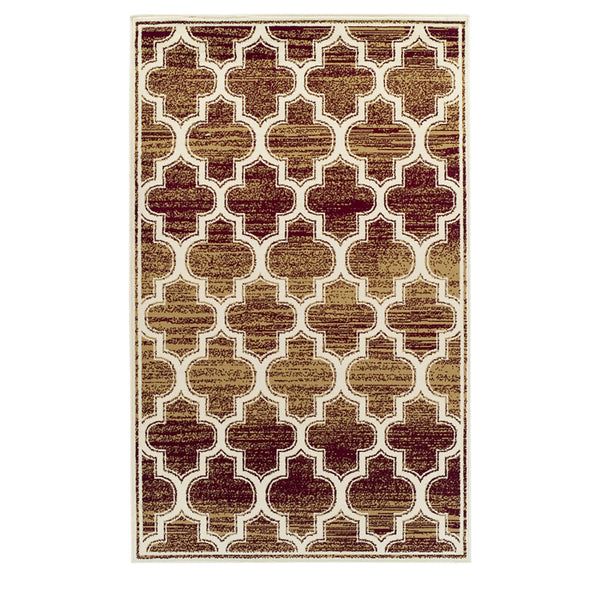 Homeroots 8' X 10' Brick And Gold Geometric Stain Resistant Area Rug  Polypropylene 486736