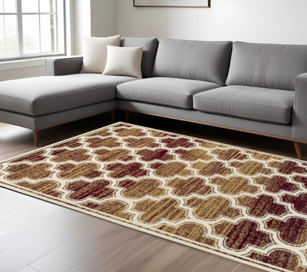 HomeRoots 8' Brown and Ivory Geometric Area Rug - Modern Style, Durable, Stain-Resistant, Perfect for Any Room 8' X 10' 486736