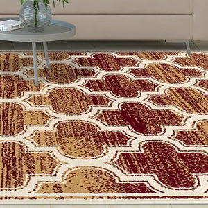 Homeroots 8' X 10' Brick And Gold Geometric Stain Resistant Area Rug  Polypropylene 486736
