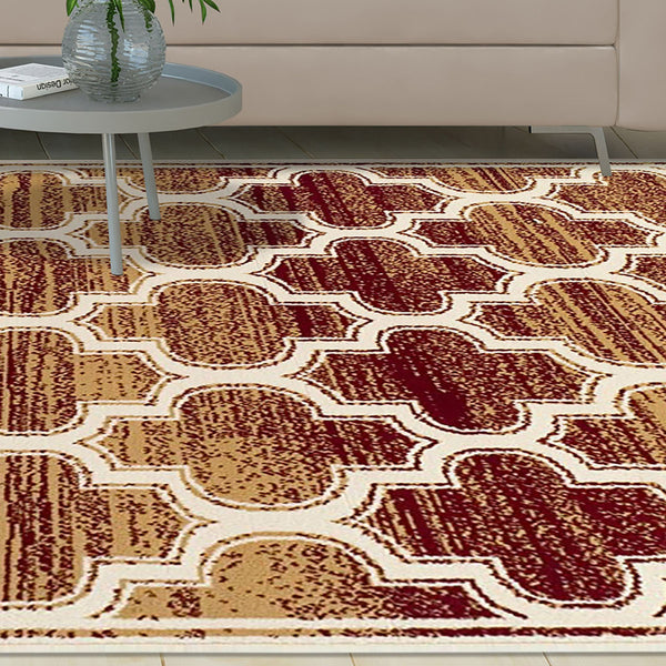 Homeroots 8' X 10' Brick And Gold Geometric Stain Resistant Area Rug  Polypropylene 486736