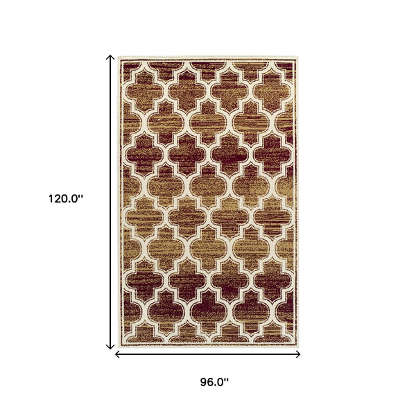 Homeroots 8' X 10' Brick And Gold Geometric Stain Resistant Area Rug  Polypropylene 486736