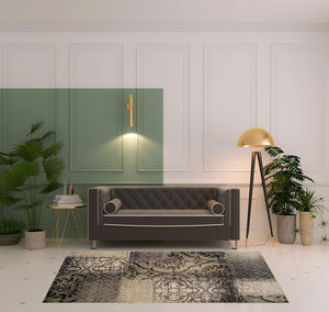 Homeroots 5' X 8' Tan And Brown Damask Distressed Stain Resistant Area Rug  Polypropylene 486763