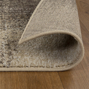 Homeroots 5' X 8' Beige Gray And Black Damask Distressed Stain Resistant Area Rug  Polypropylene 486764