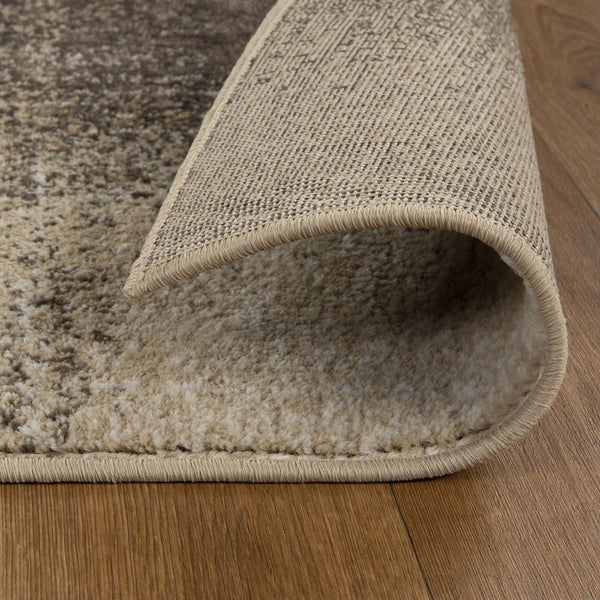 Homeroots 5' X 8' Beige Gray And Black Damask Distressed Stain Resistant Area Rug  Polypropylene 486764