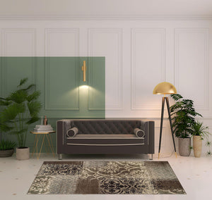 Homeroots 5' X 8' Ivory Light Blue Abstract Stain Resistant Area Rug  Polypropylene 486765