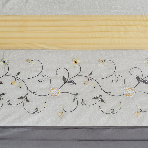 JLA Home Madison Park - Faux silk embroidered floral shower curtain in soft yellow — 72x72, luxe sheen, machine washable, durable elegance MP70-4863